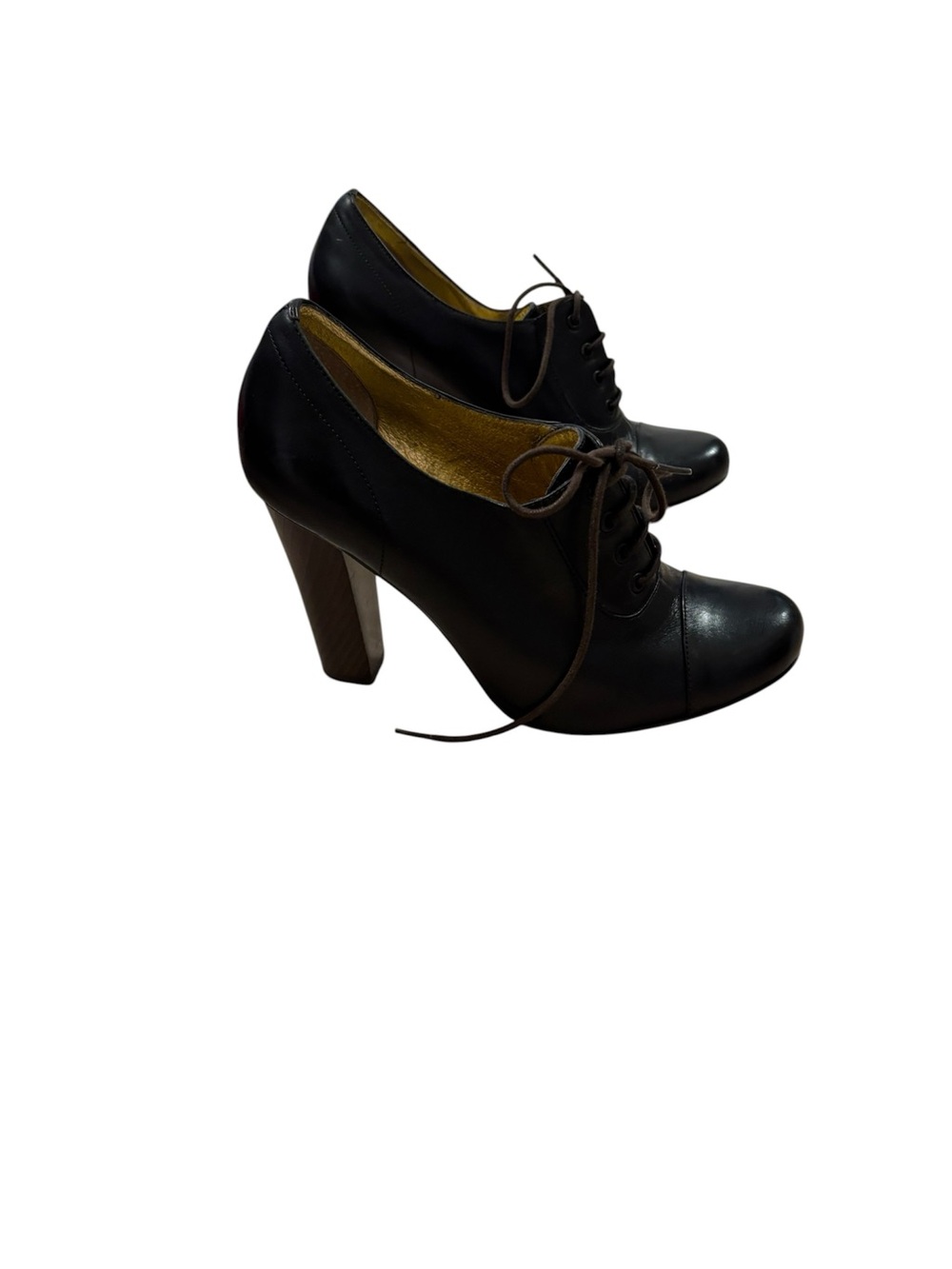 Vintage Black Leather Lace-Up Heels – Size 8.5